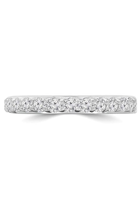 MD230288-P 0.8 CTW Round Diamond .75 Way Shared-Prong Semi-Eternity Anniversary Wedding Band Ring in 14K White Gold - Size 4 to 9