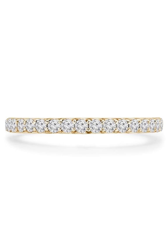 MD230294-4.5 0.5 CTW Round Diamond 0.75 Way Shared-Prong Semi-Eternity Anniversary Wedding Band Ring in 14K Yellow Gold - Size 4.5