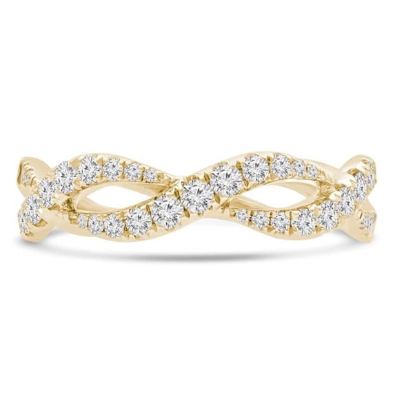 Majesty Diamonds MD230313-8 0.38 CTW Round Diamond Twisted Semi-Eternity Anniversary Wedding Band Ring in 14K Yellow Gold - Size 8