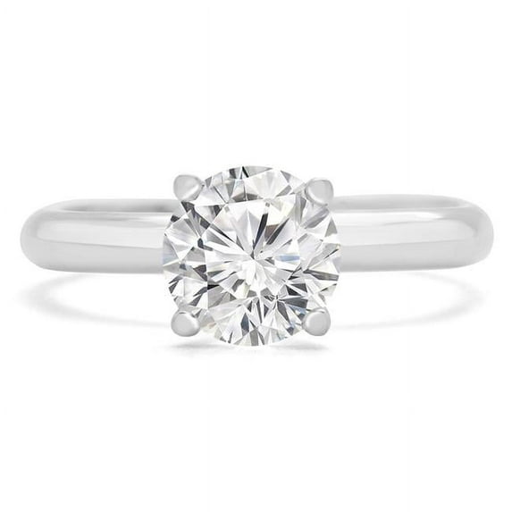 Majesty Diamonds MD240042-7 0.33 CT Round Diamond 4-Prong Solitaire Engagement Ring in 14K White Gold - Size 7
