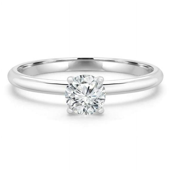 Majesty Diamonds MD240044-4 0.33 CT Round Diamond 4-Prong Solitaire Engagement Ring in 14K White Gold - Size 4
