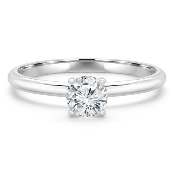 Majesty Diamonds MD240045-4 0.33 CT Round Diamond 4-Prong Solitaire Engagement Ring in 14K White Gold - Size 4