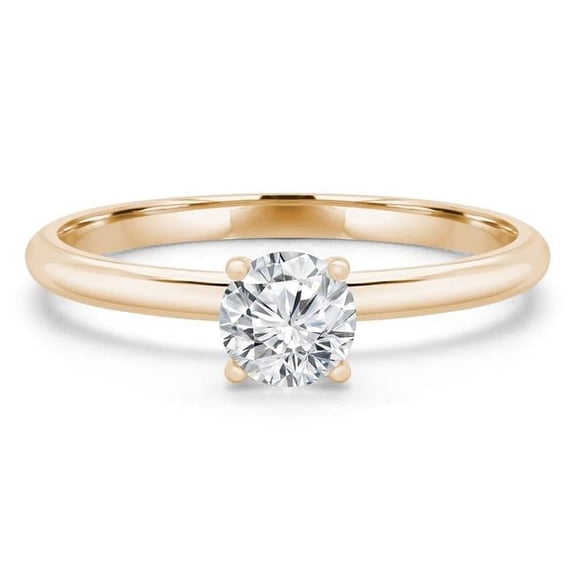 Majesty Diamonds MD240047-7.5 0.33 CT Round Diamond 4-Prong Solitaire Engagement Ring in 14K Yellow Gold - Size 7.5