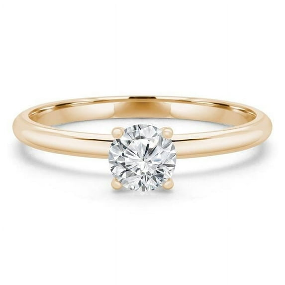 Majesty Diamonds MD240048-4.5 0.4 CT Round Diamond 4-Prong Solitaire Engagement Ring in 14K Yellow Gold - Size 4.5