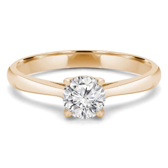 Majesty Diamonds MD240052-7.5 0.33 CT Round Diamond 4-Prong Solitaire Engagement Ring in 14K Yellow Gold - Size 7.5