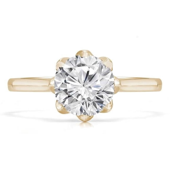 Majesty Diamonds MD240058-7.5 0.33 CT Round Diamond 8-Prong Solitaire Engagement Ring in 14K Yellow Gold - Size 7.5