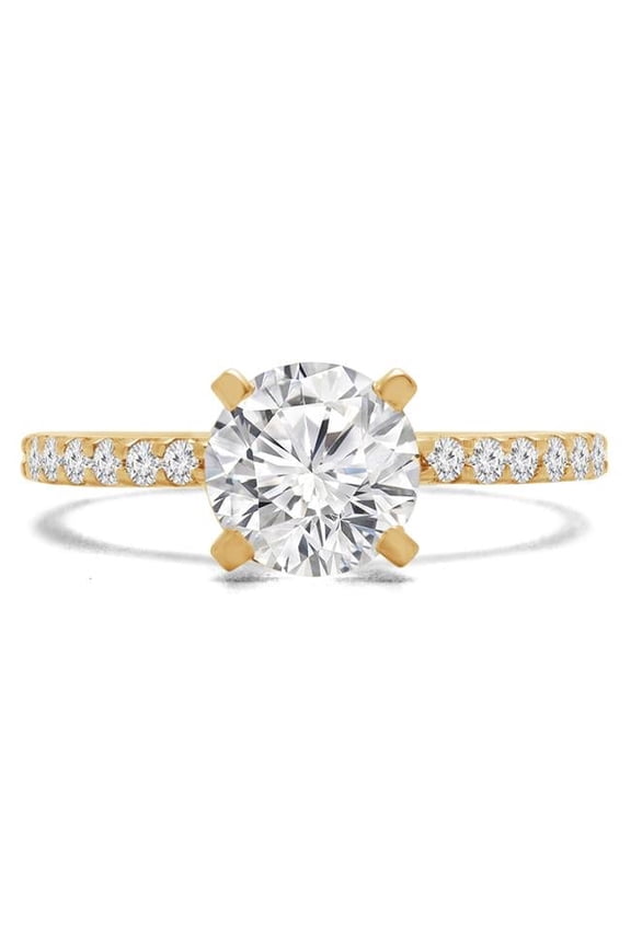 MD240073-9 0.8 CTW Round Diamond Solitaire with Accents Engagement Ring in 14K Yellow Gold - Size 9