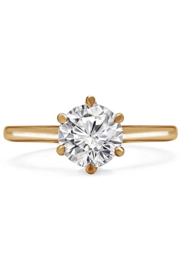 MD240101-9 0.33 CT Round Lab Created Diamond 6-Prong Solitaire Engagement Ring in 14K Yellow Gold - Size 9