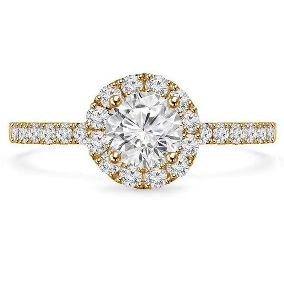 Majesty Diamonds MD240120-7 1.1 CTW Round Diamond High Set Halo Engagement Ring in 14K Yellow Gold - Size 7