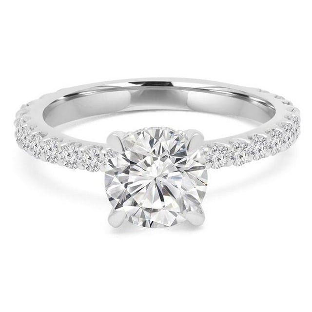 Majesty Diamonds 1 CTW Round Diamond Hidden Halo Solitaire with Accents ...