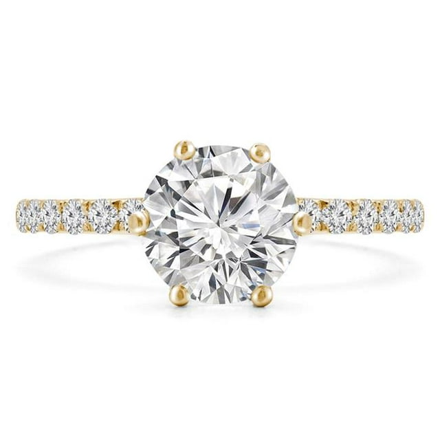 Majesty Diamonds 0.8 CTW Round Diamond 6-Prong Solitaire with Accents ...