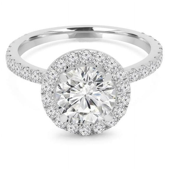 Majesty Diamonds MD240216-6 1.1 CTW Round Diamond High Set Halo Engagement Ring in 14K White Gold - Size 6