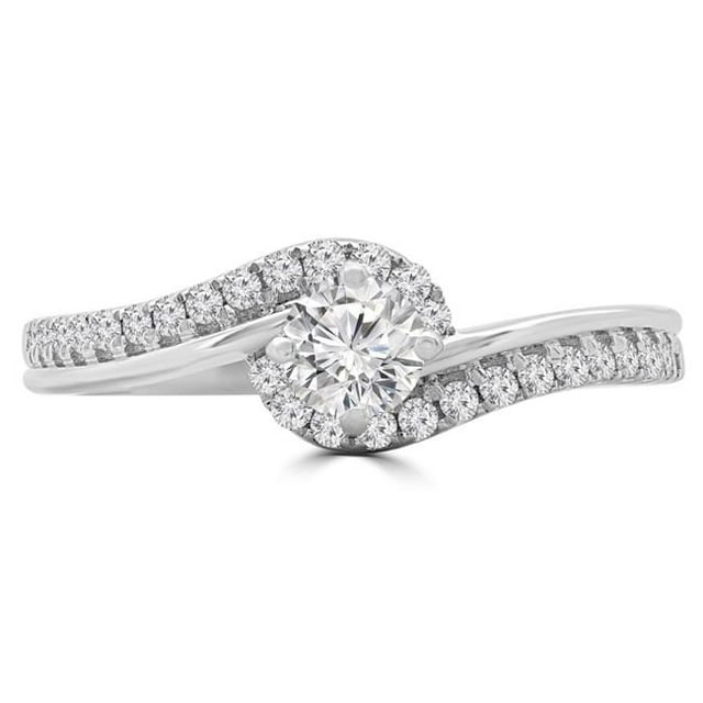 Majesty Diamonds 0.5 CTW Round Diamond Bypass Solitaire with Accents ...