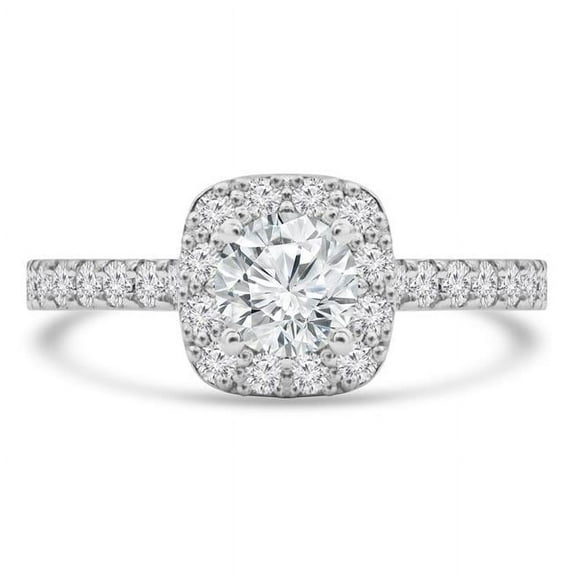 Majesty Diamonds MD240261-4 1.05 CTW Round Lab Created Diamond Cathedral Solitaire with Accents Engagement Ring in 14K White Gold - Size 4