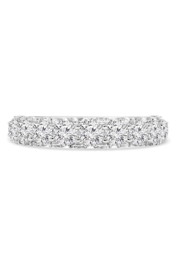 MD250268-6.5 2.25 CTW Round Diamond Shared Prong Semi-Eternity Anniversary Wedding Band Ring with Accented Profile - 18K White Gold - Size 6.5