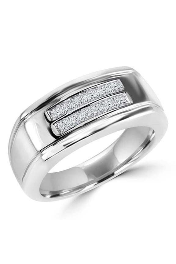 MDR140106 0.5 CTW Mens Princess Cut Diamond Wedding Band Ring in 14K