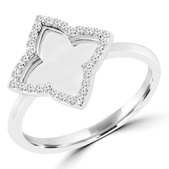 Majesty Diamonds MDR170087-3.25 0.16 CTW Round Diamond Cocktail Ring in 14K White Gold - Size 3.25