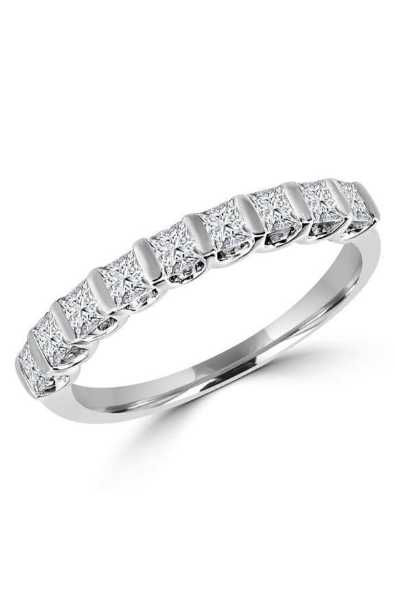 MDR170107 1.1 CTW Princess Diamond Bar Set Cocktail Ring in 14K