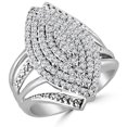 thumbnail image 1 of Majesty Diamonds MDR180001-4.5 0.5 CTW Round Diamond Marquise Cocktail Ring in 14K White Gold - Size 4.5, 1 of 1