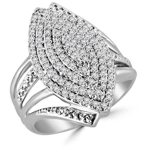 Majesty Diamonds MDR180001-P 0.5 CTW Round Diamond Marquise Cocktail Ring in 14K White Gold