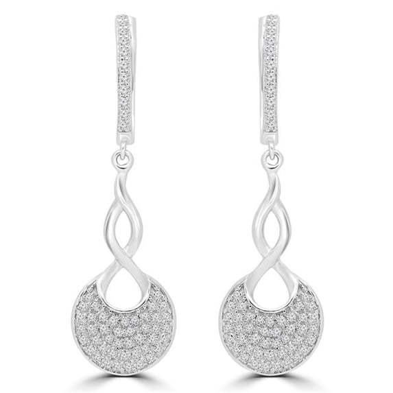 Majesty Diamonds MDR180007 0.37 CTW Round Diamond Infinity Cluster Drop & Dangle Earrings in 14K White Gold