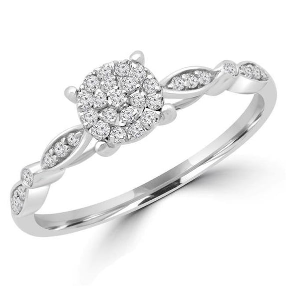 Majesty Diamonds MDR180028-4.25 0.14 CTW Round Diamond Promise Cluster Engagement Ring in 10K White Gold - Size 4.25