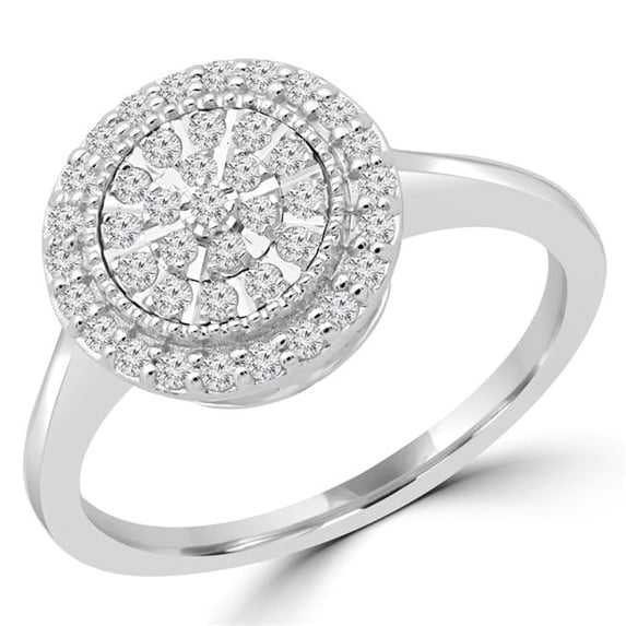 Majesty Diamonds MDR180030-7.5 0.25 CTW Round Diamond Promise Halo Cluster Engagement Ring in 10K White Gold - Size 7.5