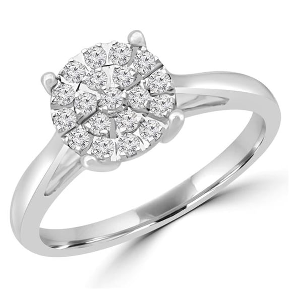 Majesty Diamonds MDR180031-5.5 0.25 CTW Round Diamond Promise Cluster Engagement Ring in 10K White Gold - Size 5.5