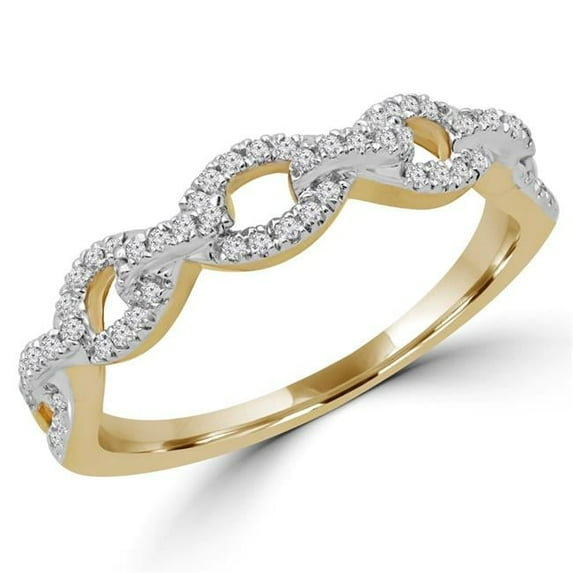Majesty Diamonds MDR180034-6 0.16 CTW Round Diamond Linked Semi-Eternity Wedding Band Ring in 14K Yellow Gold - Size 6