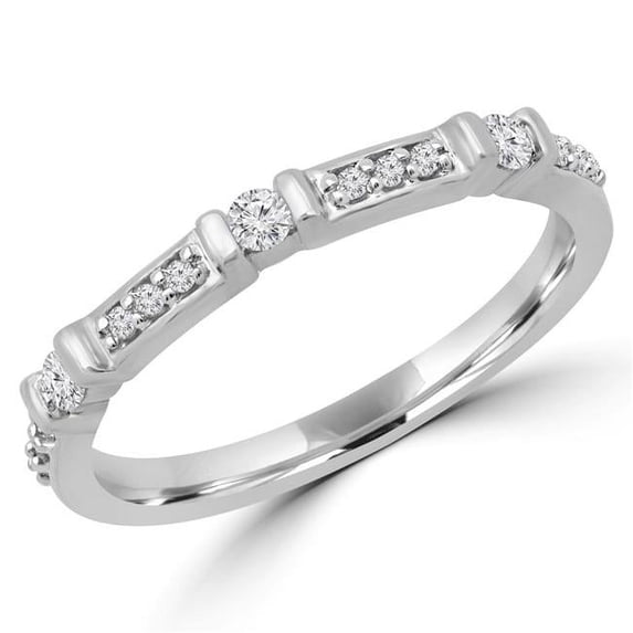 Majesty Diamonds MDR180035-6 0.14 CTW Round Diamond Semi-Eternity Wedding Band Ring in 14K White Gold - Size 6