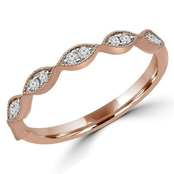 Majesty Diamonds MDR180040-3.25 0.14 CTW Round Diamond Semi-Eternity Wedding Band Ring in 14K Rose Gold - Size 3.25
