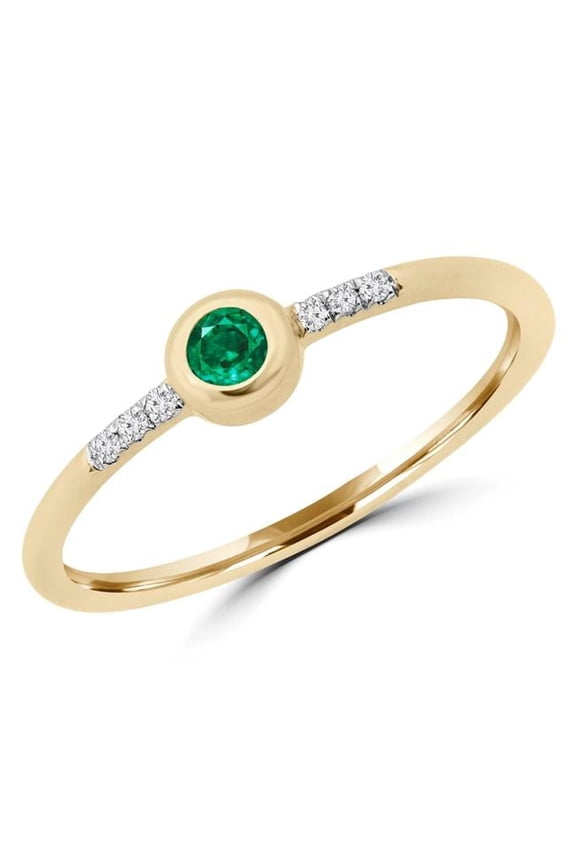 Majesty Diamonds MDR190049-P 0.14 CTW Round Emerald Bezel Set Cocktail Ring in 14K Yellow Gold