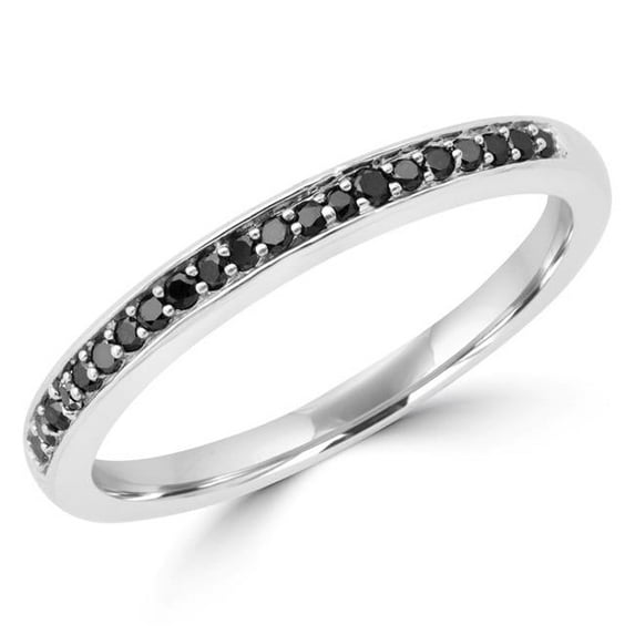 Majesty Diamonds MDR190064-3.75 0.14 CTW Round Black Diamond Semi-Eternity Wedding Band Ring in 14K White Gold - Size 3.75