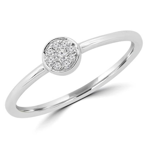 Majesty Diamonds MDR190068-3.5 0.05 CTW Round Diamond Promise Bezel Cluster Engagement Ring in 14K White Gold - Size 3.5