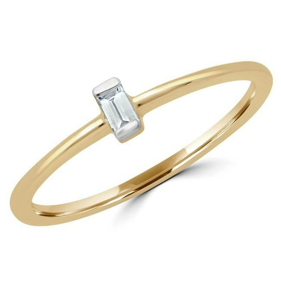 Majesty Diamonds MDR190080-4.25 0.05 CT Baguette Diamond Promise Solitaire Engagement Ring in 14K Yellow Gold - Size 4.25
