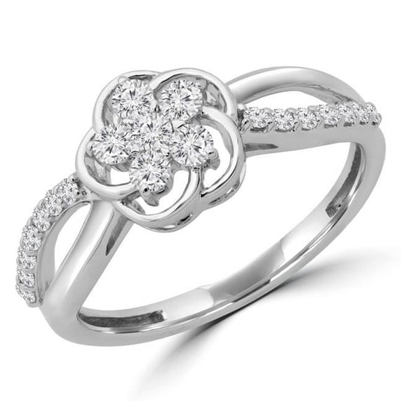Majesty Diamonds MDR190090-8.5 0.37 CTW Round Diamond Floral Motif Promise Infinity Cluster Engagement Ring in 14K White Gold - Size 8.5