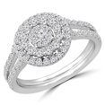 thumbnail image 1 of Majesty Diamonds MDR190093-5 0.8 CTW Round Diamond Split Shank Promise Double Halo Engagement Ring in 14K White Gold - Size 5, 1 of 1