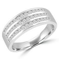 thumbnail image 1 of Majesty Diamonds MDR190103-5.75 0.5 CTW Round Diamond Three-Row Semi-Eternity Wedding Band Ring in 14K White Gold - Size 5.75, 1 of 1