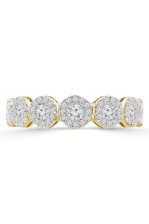 MDR210001-9 0.4 CTW Round Diamond Multi Halo Cocktail Ring in 14K Yellow Gold - Size 9