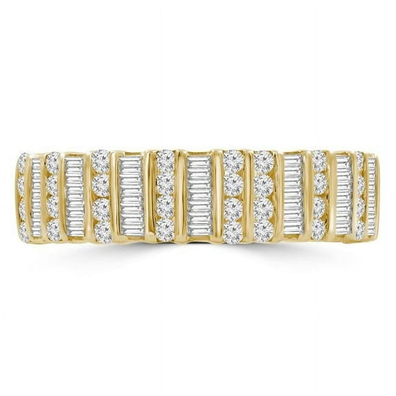 Majesty Diamonds MDR210004-8.5 0.75 CTW Round Diamond Semi-Eternity Wedding Band Ring in 14K Yellow Gold - Size 8.5