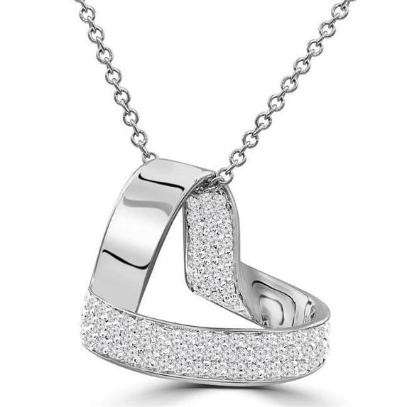 Majesty Diamonds MDR210013 0.4 CTW Round Diamond Heart Pendant Necklace in 14K White Gold