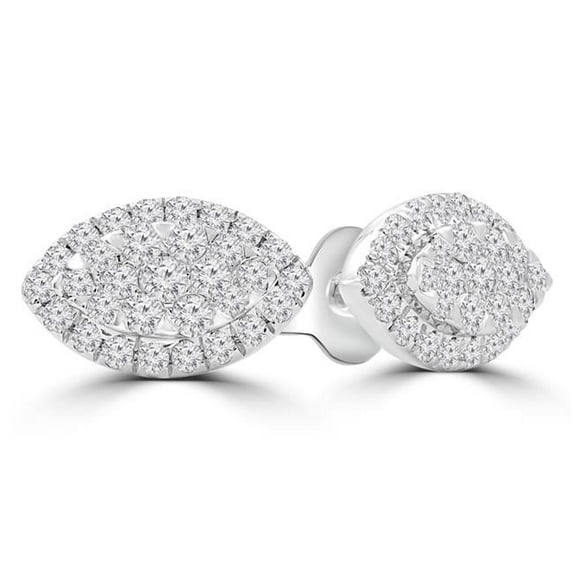 Majesty Diamonds MDR210089 0.5 CTW Round Diamond Cluster Marquise Halo Stud Earrings in 14K White Gold
