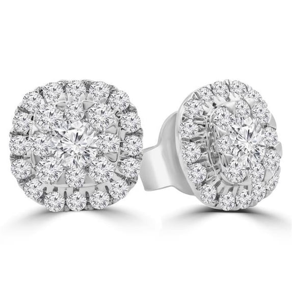 Majesty Diamonds MDR210099 0.6 CTW Round Diamond Cluster Double Halo Stud Earrings in 14K White Gold