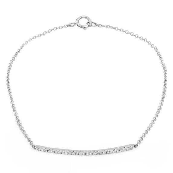 Majesty Diamonds MDR210127 0.1 CTW Round Diamond Bar Bracelet in 14K White Gold