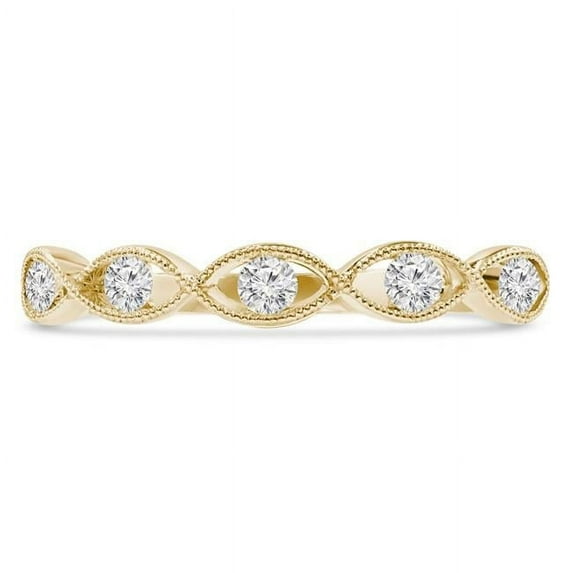 Majesty Diamonds MDR210135-3.5 0.2 CTW Round Diamond Vintage Twisted Semi-Eternity Ring in 14K Yellow Gold - Size 3.5