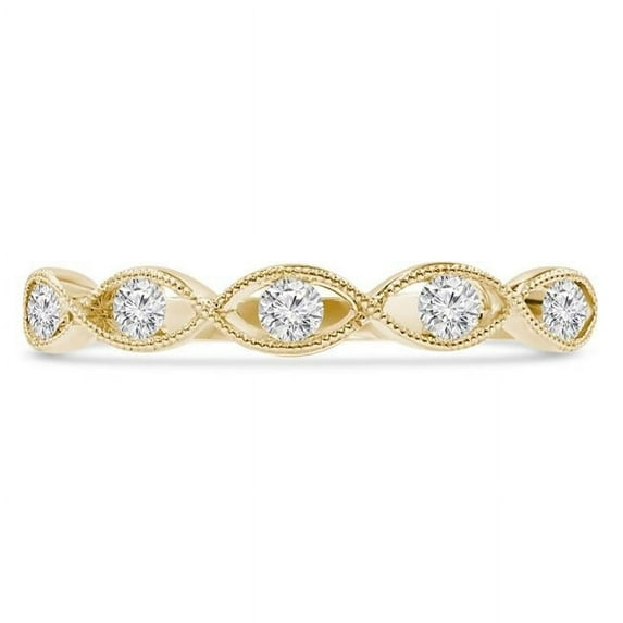 Majesty Diamonds MDR210135-4.5 0.2 CTW Round Diamond Vintage Twisted Semi-Eternity Ring in 14K Yellow Gold - Size 4.5