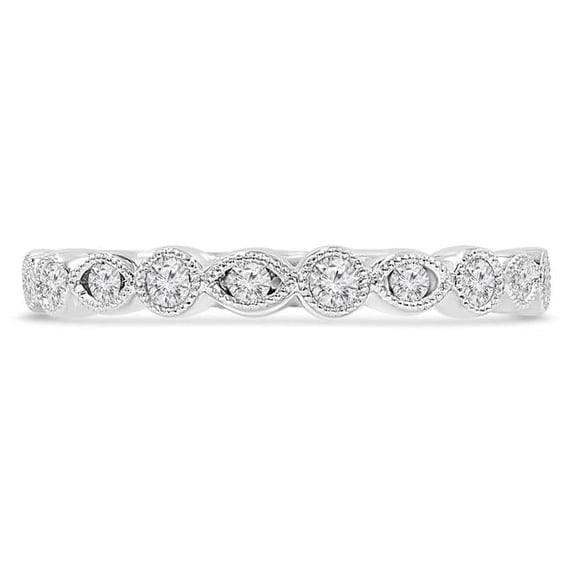 Majesty Diamonds MDR210137-8.5 0.25 CTW Round Diamond Vintage Semi-Eternity Ring in 14K White Gold - Size 8.5