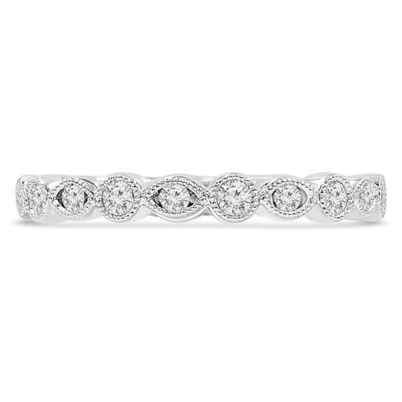 Majesty Diamonds MDR210137-9 0.25 CTW Round Diamond Vintage Semi-Eternity Ring in 14K White Gold - Size 9