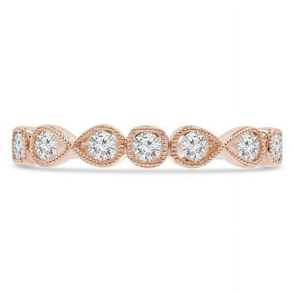 Majesty Diamonds MDR210142-P 0.25 CTW Round Diamond Vintage Semi-Eternity Wedding Band Ring in 14K Rose Gold