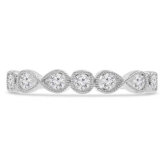 Majesty Diamonds MDR210147-9 0.25 CTW Round Diamond Vintage Semi-Eternity Wedding Band Ring in 14K White Gold - Size 9